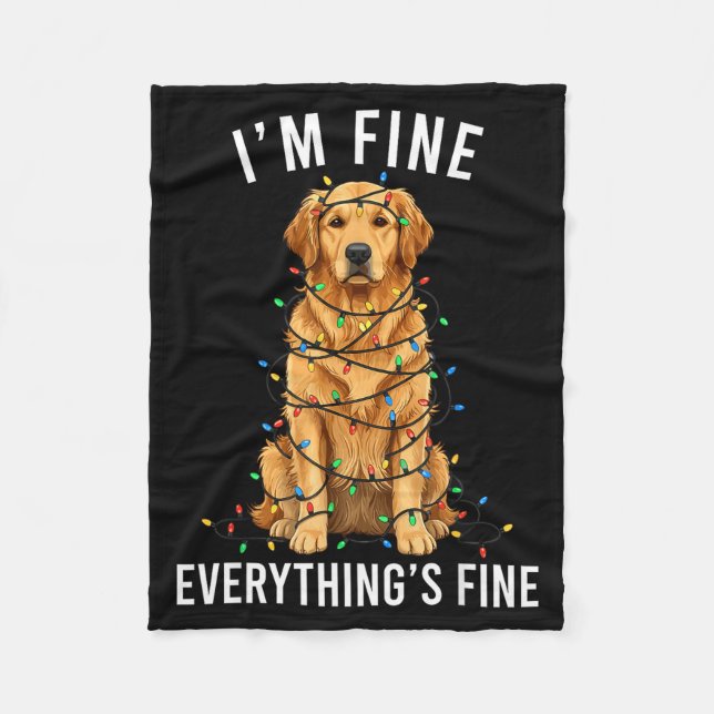 Couverture Polaire Golden Retriever Christmas I'm Fine Everything Is  (Devant)