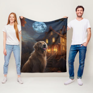Couverture Polaire Golden Retriever Halloween effroi