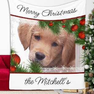 Couverture Polaire Golden Retriever Noël - Chien mignon chiot