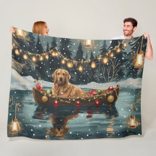 Couverture Polaire Golden Retriever Noël Festive Voyage