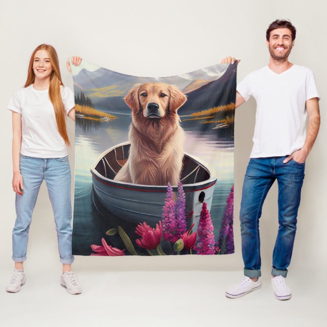 Couverture Polaire Golden Retriever sur une pagaie : une aventure Pit (En situation)