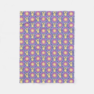 Couverture Polaire Golden Retriever Whimsical Sun Polka Dot Purple