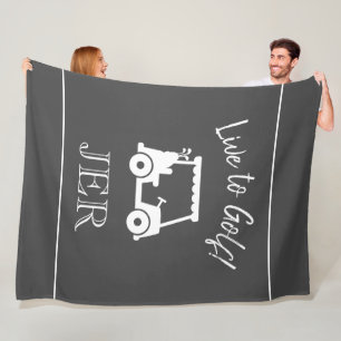 Couverture Polaire Golf Panier Live to Golf Monogramme Gris & Blanc