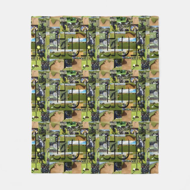 Couverture Polaire Golf Photo Collage Et Logo, Moyen (Devant)