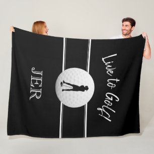 Couverture Polaire Golfeuse Dames Sports Noir & Blanc Monogramme Pers