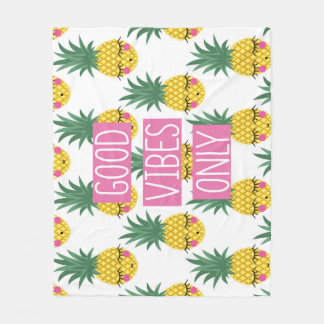 Couverture Polaire Good Vibes Pineapples Motif d'été
