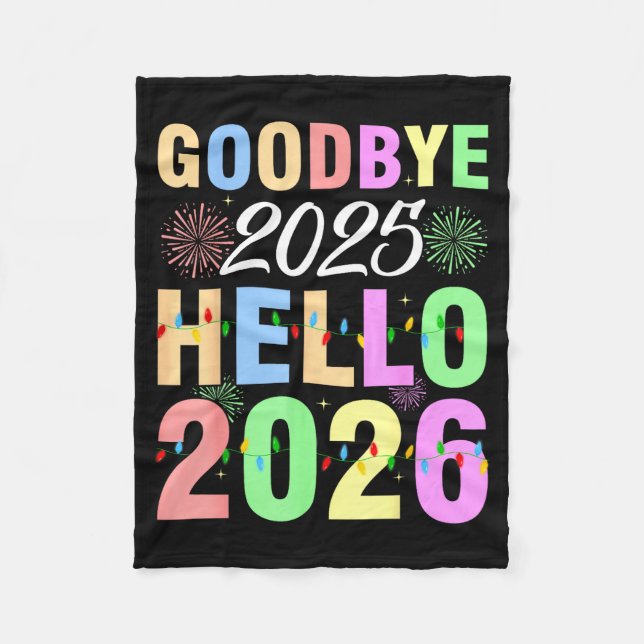 Couverture Polaire Goodbye 2025 Hello 2026 Christmas Lights Happy New (Devant)