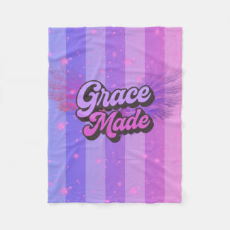 Couverture Polaire Grâce Faite Rétro Rose et Violet Foi Chrétienne
