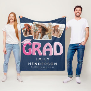 Couverture Polaire GRAD moderne 3 x Collage photo Cadeau de graduatio