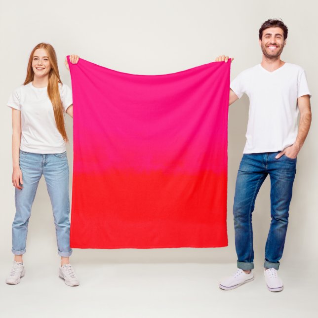 Couverture Polaire Gradient rose et orange (En situation)