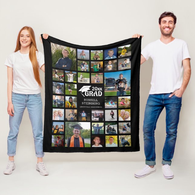 Couverture Polaire Graduate Modern Photo Collage GRAD 35 Photos Noir (En situation)