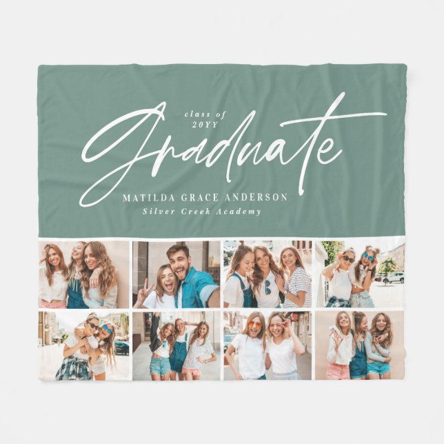 Couverture Polaire Graduate sauge vert multi photo élégant moderne (Devant (Horizontal))