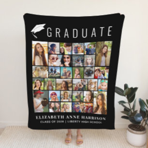 Couverture Polaire Graduation 30 Photo Collage noir