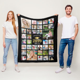 Couverture Polaire Graduation 35 Photo Collage CLASSE ANNÉE Noire