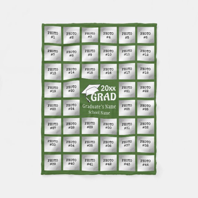 Couverture Polaire Graduation 44 Photo Collage (Editable GREEN) (Devant)