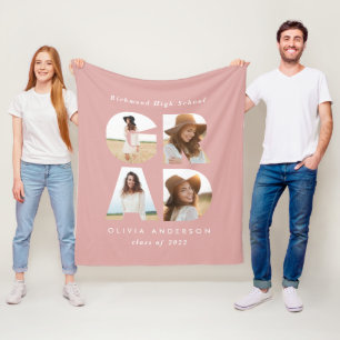 Couverture Polaire Graduation 4 photo moderne personnalisé rose girly