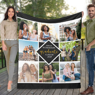Couverture Polaire Graduation 8 Grille photo Collage en noir et or