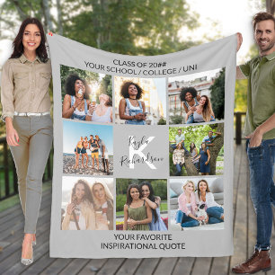 Couverture Polaire Graduation Citation personnalisée 8 Grille photo C