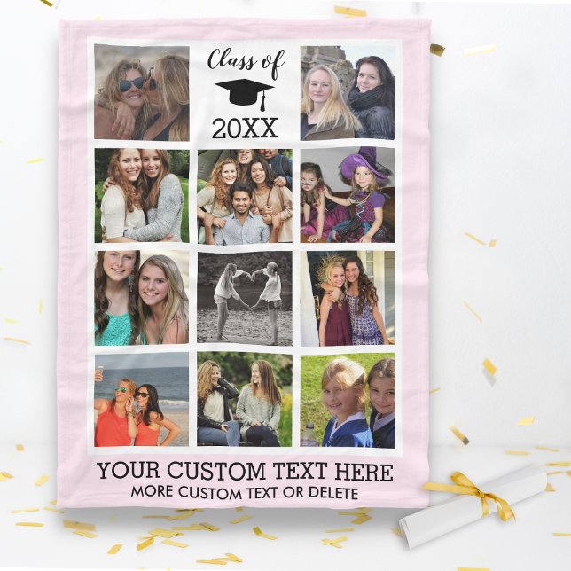 Couverture Polaire Graduation Custom Photo Collage Classe de mémoire (Créateur téléchargé)
