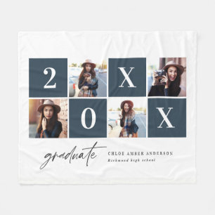 Couverture Polaire Graduation géométrique multiphoto marine bleu mari