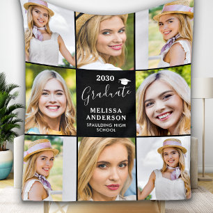 Couverture Polaire Graduation moderne 8 Photo Collage Gradué Noir