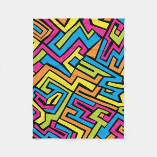 Couverture Polaire Graffiti de rue en néon coloré Motif artistique