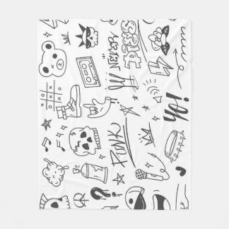 Couverture Polaire Graffiti Doodles : Punk Music Scribble