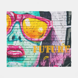 Couverture Polaire Graffiti Futur Est Clair Neon Girl & Lunettes de s