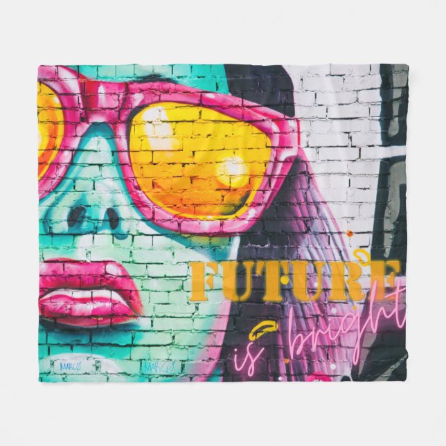 Couverture Polaire Graffiti Futur Est Clair Neon Girl & Lunettes de s (Devant (Horizontal))