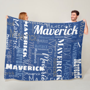 Couverture Polaire Graffiti moderne Motif de noms longs bleu foncé