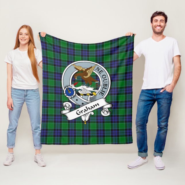 Couverture Polaire Graham de Menteith Clan Badge Tartan Plaid (En situation)
