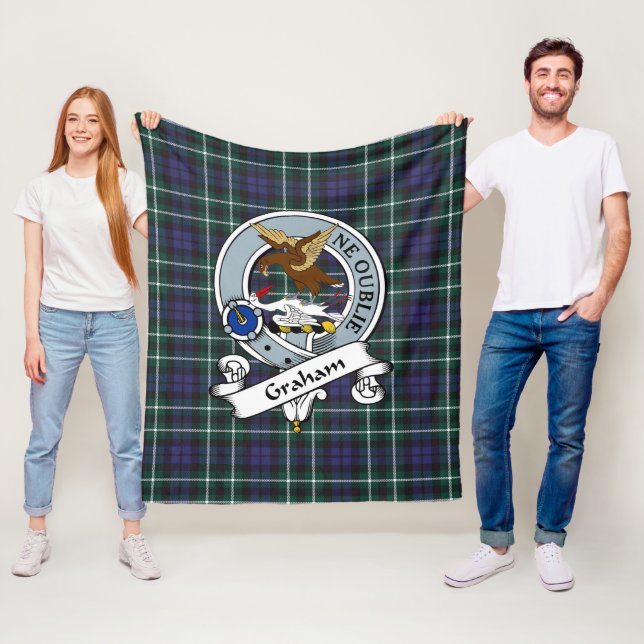Couverture Polaire Graham De Montrose Moderne Clan Badge Tartan Plaid (En situation)