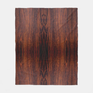 Couverture Polaire Graine de bois foncé en acajou motif en bois bru