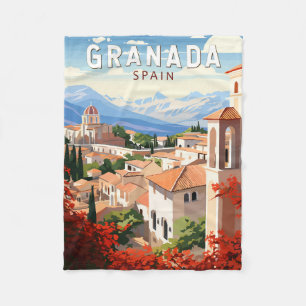 Couverture Polaire Granada Espagne Travel Art Vintage