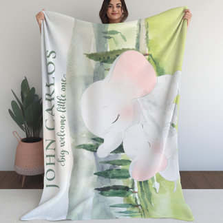 Couverture Polaire Grand Bienvenue Little One Elephant Kids Blanket