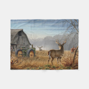 Couverture Polaire Grand Cerf Buck Affrontement à la Ferme