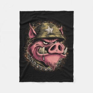 Couverture Polaire Grand costume de visage de sanglier militaire