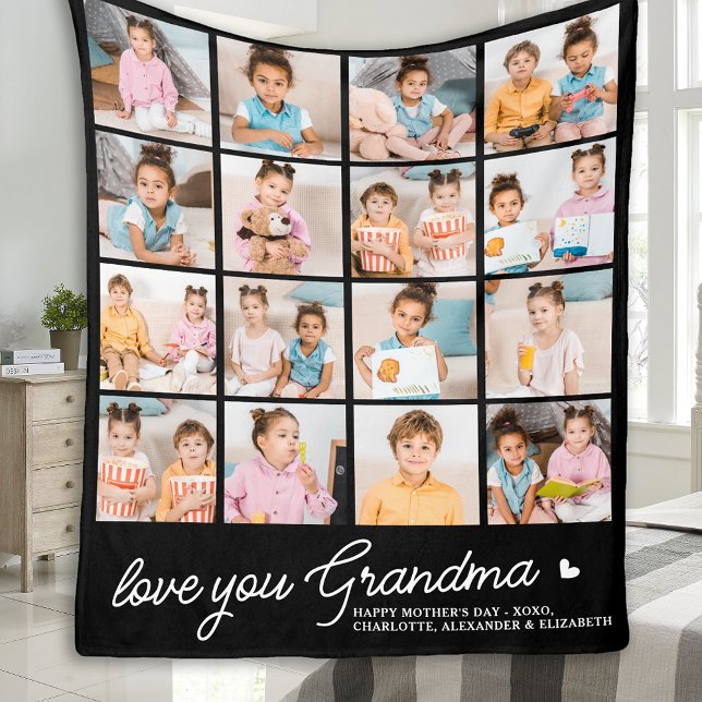 Couverture Polaire Grand-mère moderne Personnalisé Aimer You 16 Photo (Créateur téléchargé)