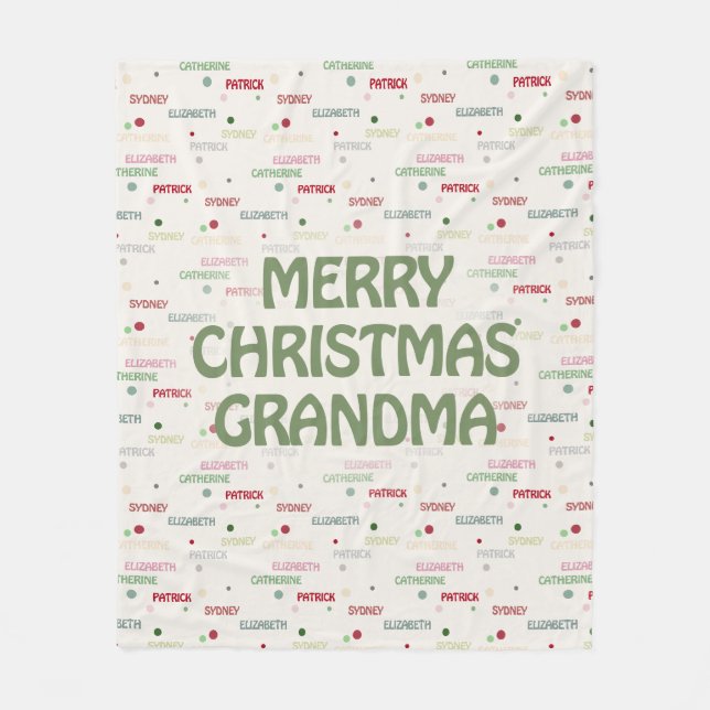 Couverture Polaire Grand-mère Noël Cadeau petits-enfants 3-4 Noms (Devant)