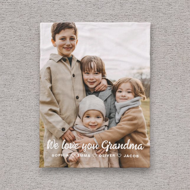 Couverture Polaire Grand-mère Nous t'aimons Coeurs Moderne Photo simp (Créateur téléchargé)