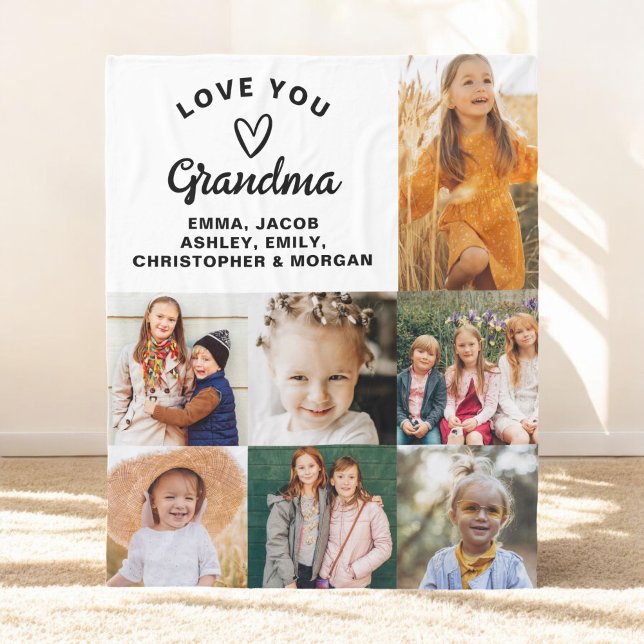 Couverture Polaire Grand-mère Nous t'aimons Coeurs Photo moderne Coll (Créateur téléchargé)