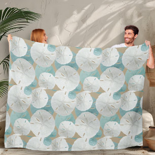 Couverture Polaire Grand motif de dollars de sable blancs Beige