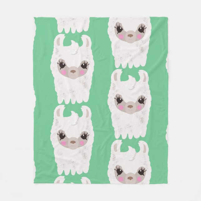 Couverture Polaire Grand motif mignon de lama (Devant)