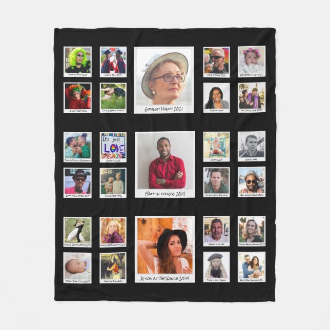 Couverture Polaire Grand-parents Famille Photo Collage (Devant)
