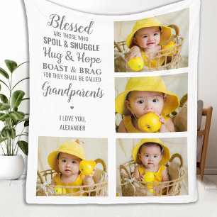 Couverture Polaire Grand-parents Grand-mère Grand-père Collage photo