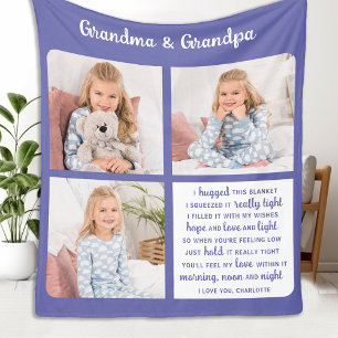 Couverture Polaire Grand-parents Moderne 3 Photo Personnalisée Grand-