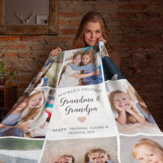 Couverture Polaire Grand-parents Photo personnalisée Collage moderne