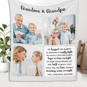 Couverture Polaire Grand-parents Poème Moderne Personnalisé 3 Photo