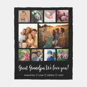 Couverture Polaire Grand-père Cadeau Grandkids 10 Photo Collage