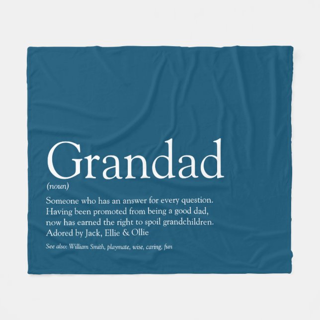 Couverture Polaire Grand-père Grand Définition Bleu (Devant (Horizontal))